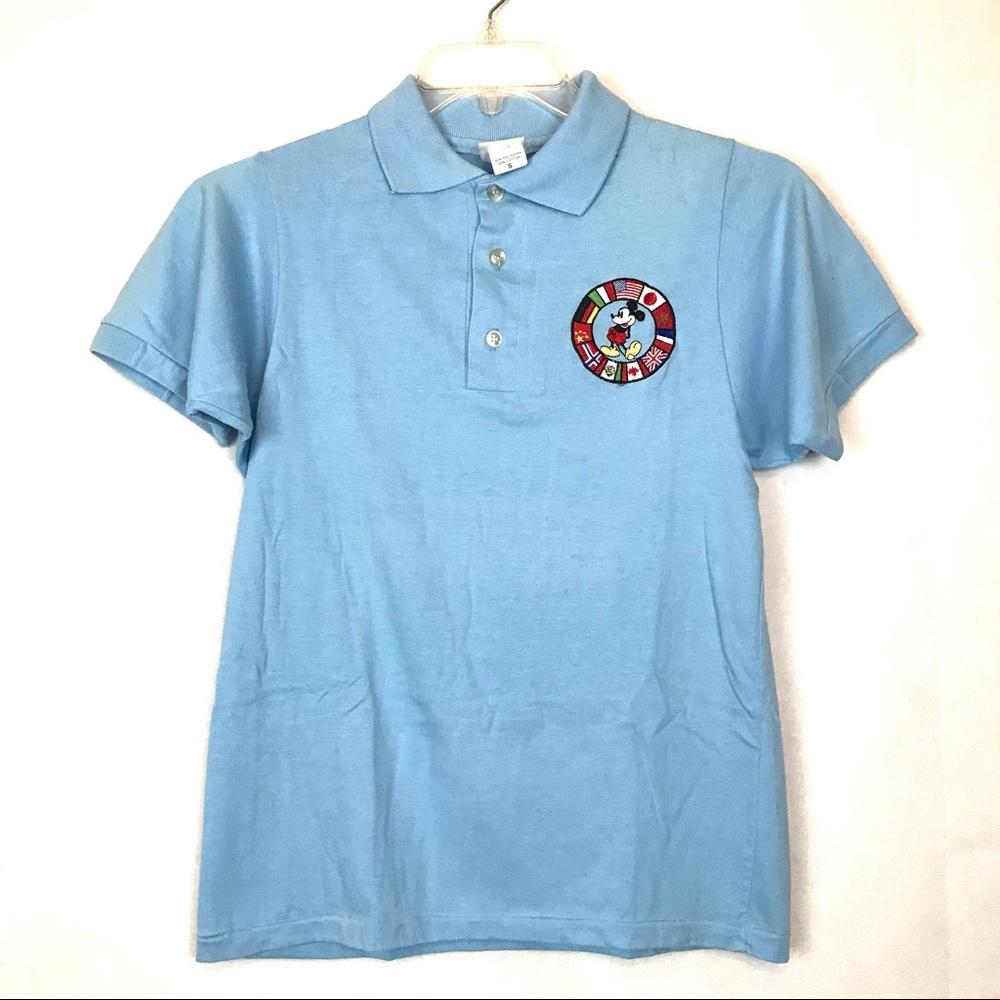 Disney World Blue Mickey Mouse Polo Shirt Size S Theme Park Back to School